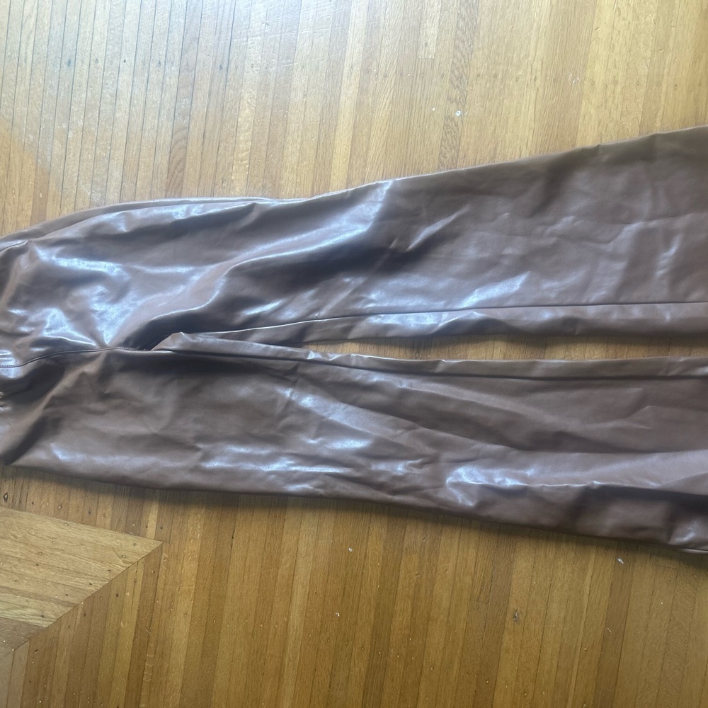 Wilfred Tan Faux Leather Pants